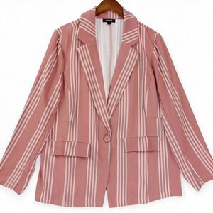 Torrid Blush Striped Blazer | Plus Size 2 | Lightweight Chic